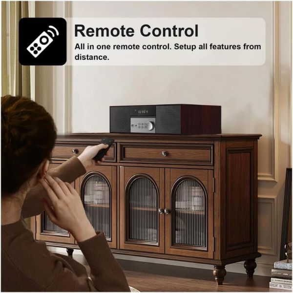 Echo Audio - CD Stereo Shelf System for Home, Vintage CD Player - Walnut