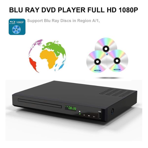 Echo Audio - Blu Ray DVD Player,Full HD Blu-ray Disc Player CD Players - Black