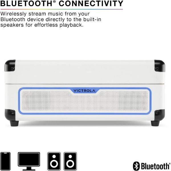 Victrola VSC-700 SB Journey Glow Illuminated Suitcase (VSC-700SB-INT)  - White