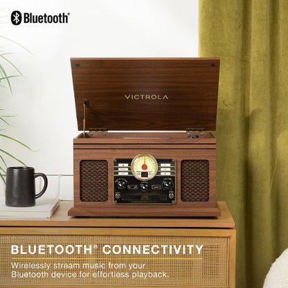 Victrola  (VTA-200B-WLN-INT) 6-in-1 Nostalgic Classic Wood Bluetooth Record Player with 3-Speed Turntable, CD, Cassette Player and Radio Music Centre