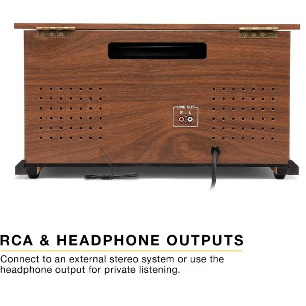 Victrola  (VTA-200B-WLN-INT) 6-in-1 Nostalgic Classic Wood Bluetooth Record Player with 3-Speed Turntable, CD, Cassette Player and Radio Music Centre