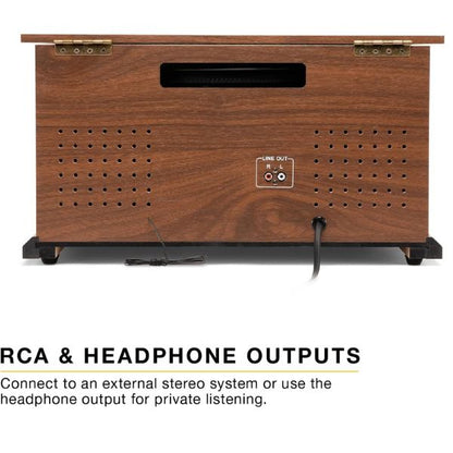 Victrola  (VTA-200B-WLN-INT) 6-in-1 Nostalgic Classic Wood Bluetooth Record Player with 3-Speed Turntable, CD, Cassette Player and Radio Music Centre