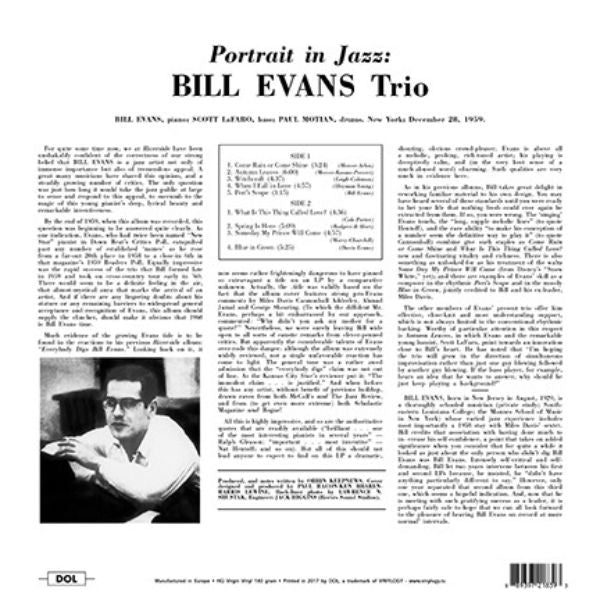 Bill Evans Trio - Portrait In Jazz - LP