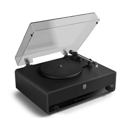 Philips Century Stevie Bluetooth Turntable (TAV3000B/10) | Retro 3-Speed Turntable with Built-in Stereo Speakers, Bass-Reflex, Auracast, USB, RCA and Headphone Output