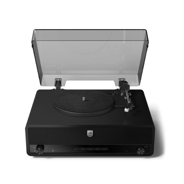 Philips Century Stevie Bluetooth Turntable (TAV3000B/10) | Retro 3-Speed Turntable with Built-in Stereo Speakers, Bass-Reflex, Auracast, USB, RCA and Headphone Output