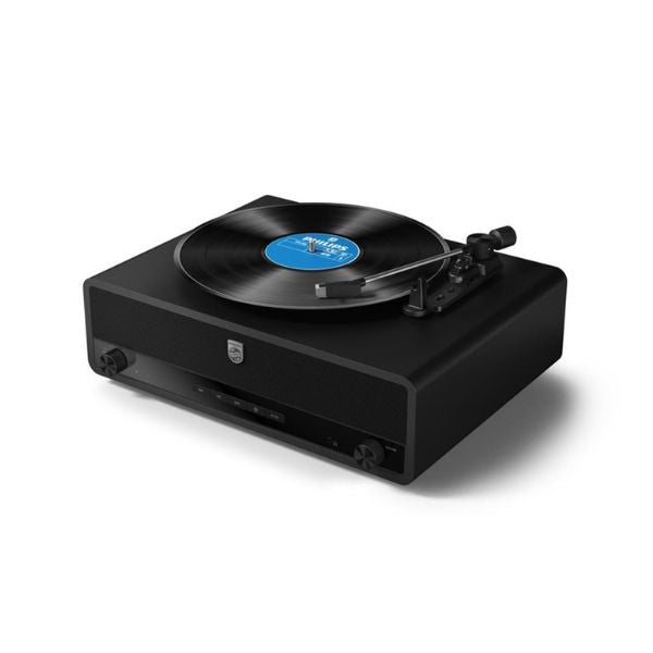 Philips Century Stevie Bluetooth Turntable (TAV3000B/10) | Retro 3-Speed Turntable with Built-in Stereo Speakers, Bass-Reflex, Auracast, USB, RCA and Headphone Output