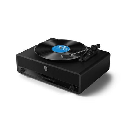 Philips Century Stevie Bluetooth Turntable (TAV3000B/10) | Retro 3-Speed Turntable with Built-in Stereo Speakers, Bass-Reflex, Auracast, USB, RCA and Headphone Output