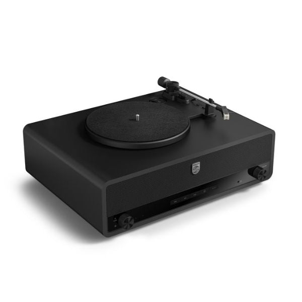 Philips Century Stevie Bluetooth Turntable (TAV3000B/10) | Retro 3-Speed Turntable with Built-in Stereo Speakers, Bass-Reflex, Auracast, USB, RCA and Headphone Output