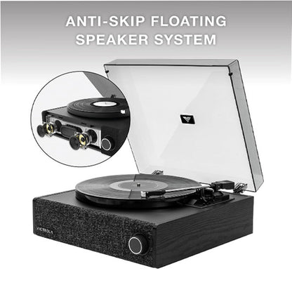 Victrola VTA-78 Eastwood LP Vinyl Record Player Bluetooth Speaker 3 Speed Turntable 12" Platter AT-3600L Moving Magnet Catridge Bluetooth Streaming RCA 3.5mm Output (Black)