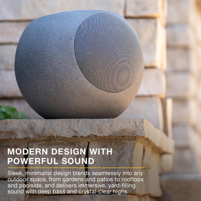 Victrola Zen – Wireless Outdoor Bluetooth Solar Speaker with Battery, Multi-Speaker Connection Using Auracast (Stone)