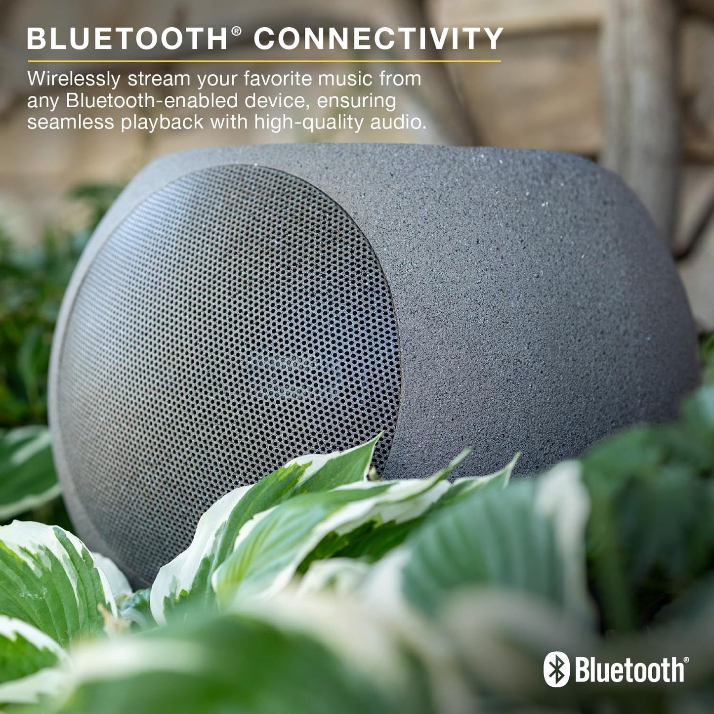 Victrola Zen – Wireless Outdoor Bluetooth Solar Speaker with Battery, Multi-Speaker Connection Using Auracast (Stone)