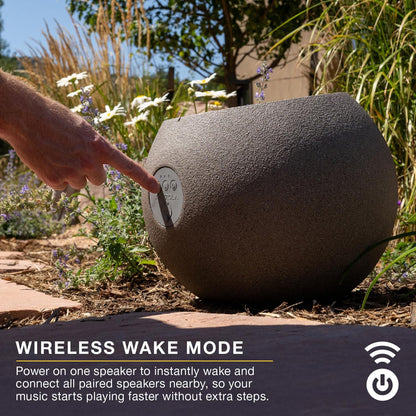 Victrola Zen – Wireless Outdoor Bluetooth Solar Speaker with Battery, Multi-Speaker Connection Using Auracast (Stone)