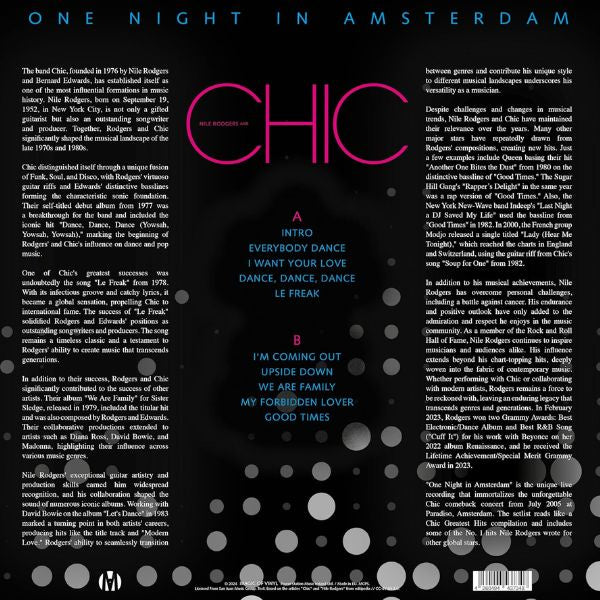 Chic - One Night In Amsterdam (Limited Edition, Clear Blue & Pink Vinyl) - LP