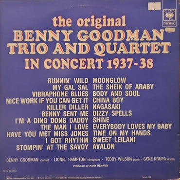 Benny Goodman - The Original Benny Goodman Trio And Quartet In Concert 1937-38  - 2LP (Used Vinyl)