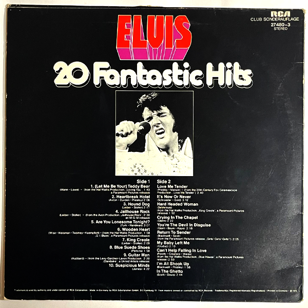 Elvis Presley - 20 Fantastic Hits - LP  (Used Vinyl)