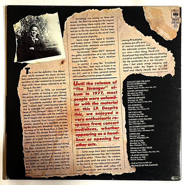 Billy Joel - Songs In The Attic - LP  (Used Vinyl)