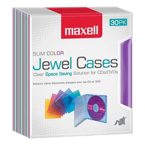 Maxell 190153 CD-SLIM30CR CD/DVD Jewel Cases Slim Space Saving 30 Pack (Colored). Shop now online in UAE