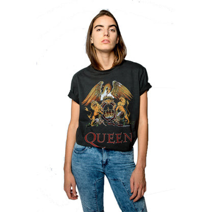 QUEEN -  Colour Crest Amplified Vintage Charcoal T Shirt Extra Large (AS.IS) (Good Fade)