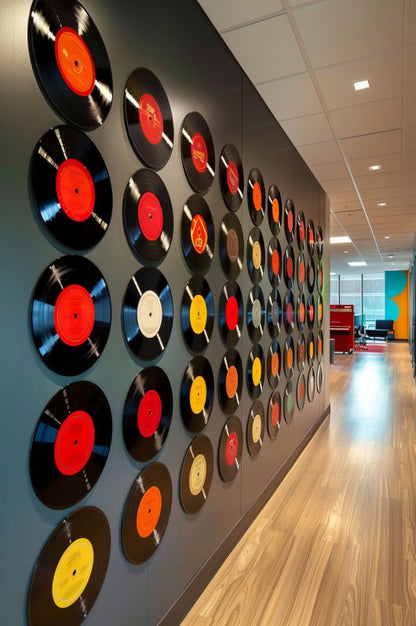 أسطوانات فينيل مزخرفة مقاس 12 بوصة - أسود (مجموعة من 10 أسطوانات)