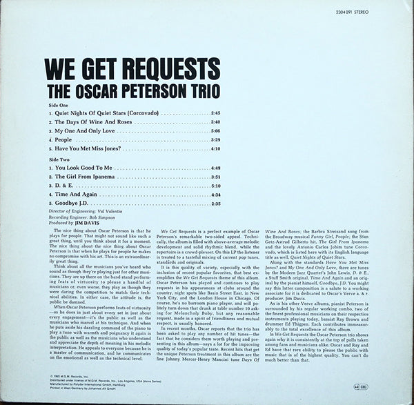 Oscar Peterson Trio - We Get Requests - LP