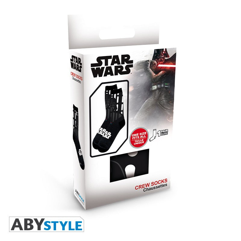 Darth Vader Design Star Wars Licensed Black & White Unisex One Size Fits All Crew Socks (One Pair)