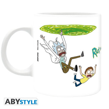 Rick and Morty Green Portal Dive and Fall Design Adult Swim Licensed White 320 ml High Quality Ceramic Mug