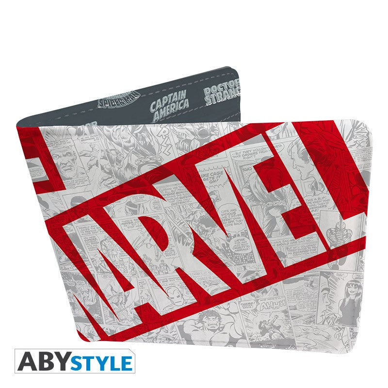 Marvel Universe Logos Design Marvel Licensed Multi-Color Bi-Fold Vinyl Wallet Unisex