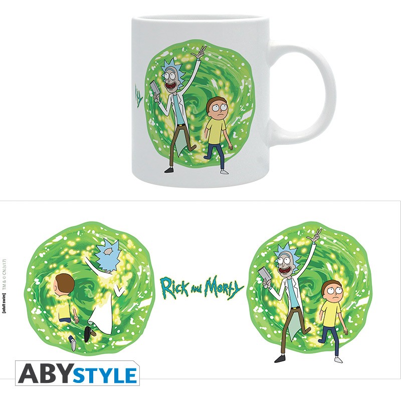 Rick and Morty Green Portal Teleport Design Adult Swim Licensed White 320 ml High Quality Ceramic Mug