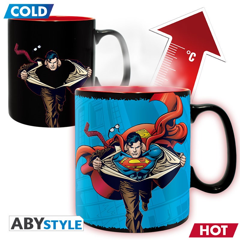Superman "It's a Bird It's a Plane It's No it's... Superman! Text Design DC Comics Licensed Black 460 ml Ceramic Heat Changing Mug
