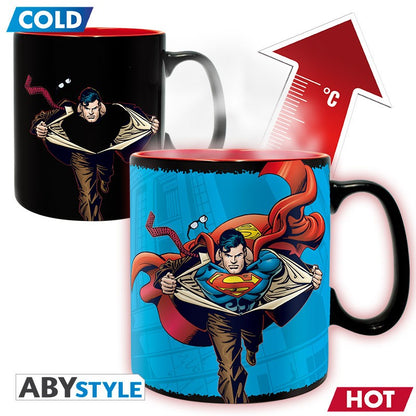 Superman "It's a Bird It's a Plane It's No it's... Superman! Text Design DC Comics Licensed Black 460 ml Ceramic Heat Changing Mug