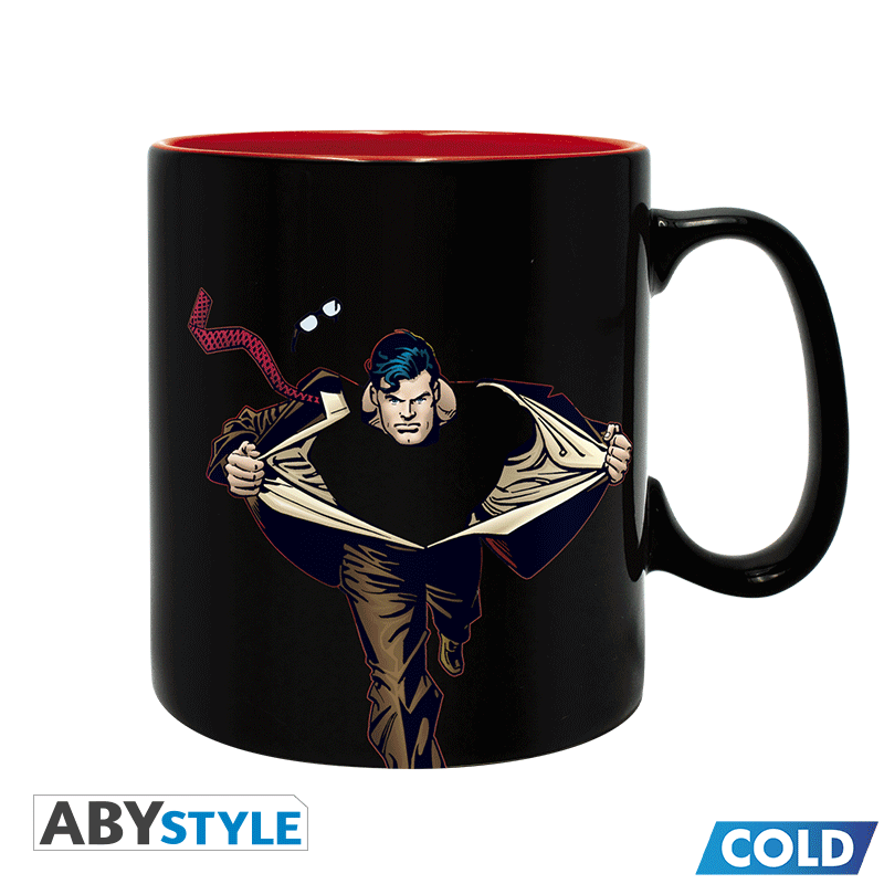 Superman "It's a Bird It's a Plane It's No it's... Superman! Text Design DC Comics Licensed Black 460 ml Ceramic Heat Changing Mug