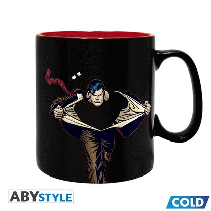 Superman "It's a Bird It's a Plane It's No it's... Superman! Text Design DC Comics Licensed Black 460 ml Ceramic Heat Changing Mug