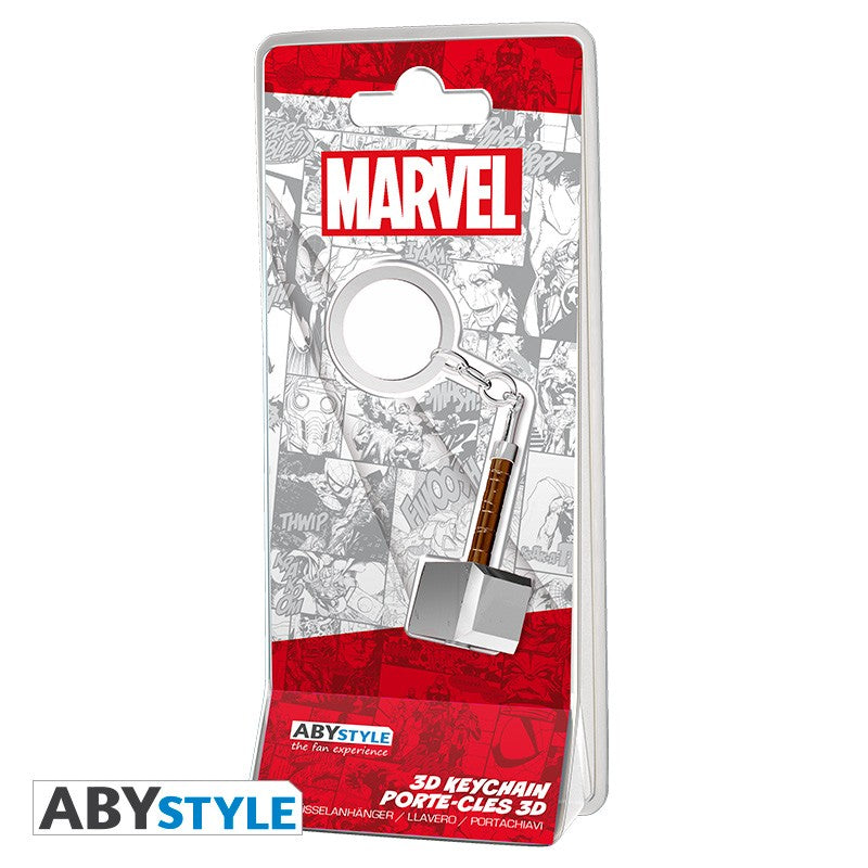 Thor's Hammer Mjolnir Design Marvel Licensed Gray High Quality Metal 3D Keychain