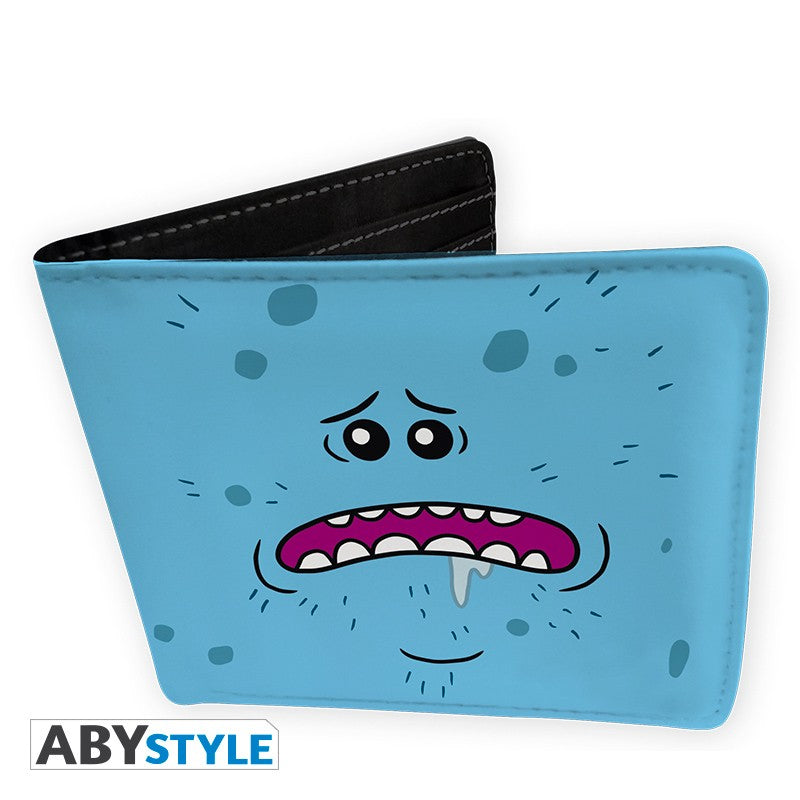 Mr. Meeseeks Existence is Pain Design Rick and Morty Licensed Light Blue Bi-Fold Vinyl Wallet Unisex