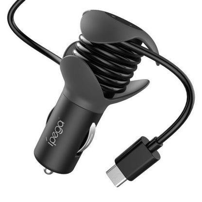 iPega : PG-SW057 USB-C Fast Car Charger with Cable Winder for Nintendo Switch/Smartphones/Tablets