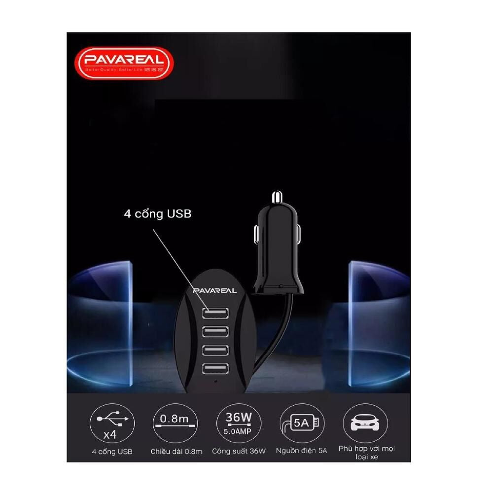 Pavareal - 4 USB Car Charger Dubai, UAE | Mobile Accessories Dubai 