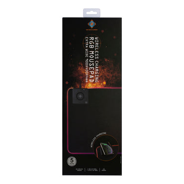 لوحة ماوس ألعاب Deltaco Gaming GAM-092 DMP320 RGB سوداء كبيرة جدًا بقدرة 10 واط مع شحن لاسلكي سريع