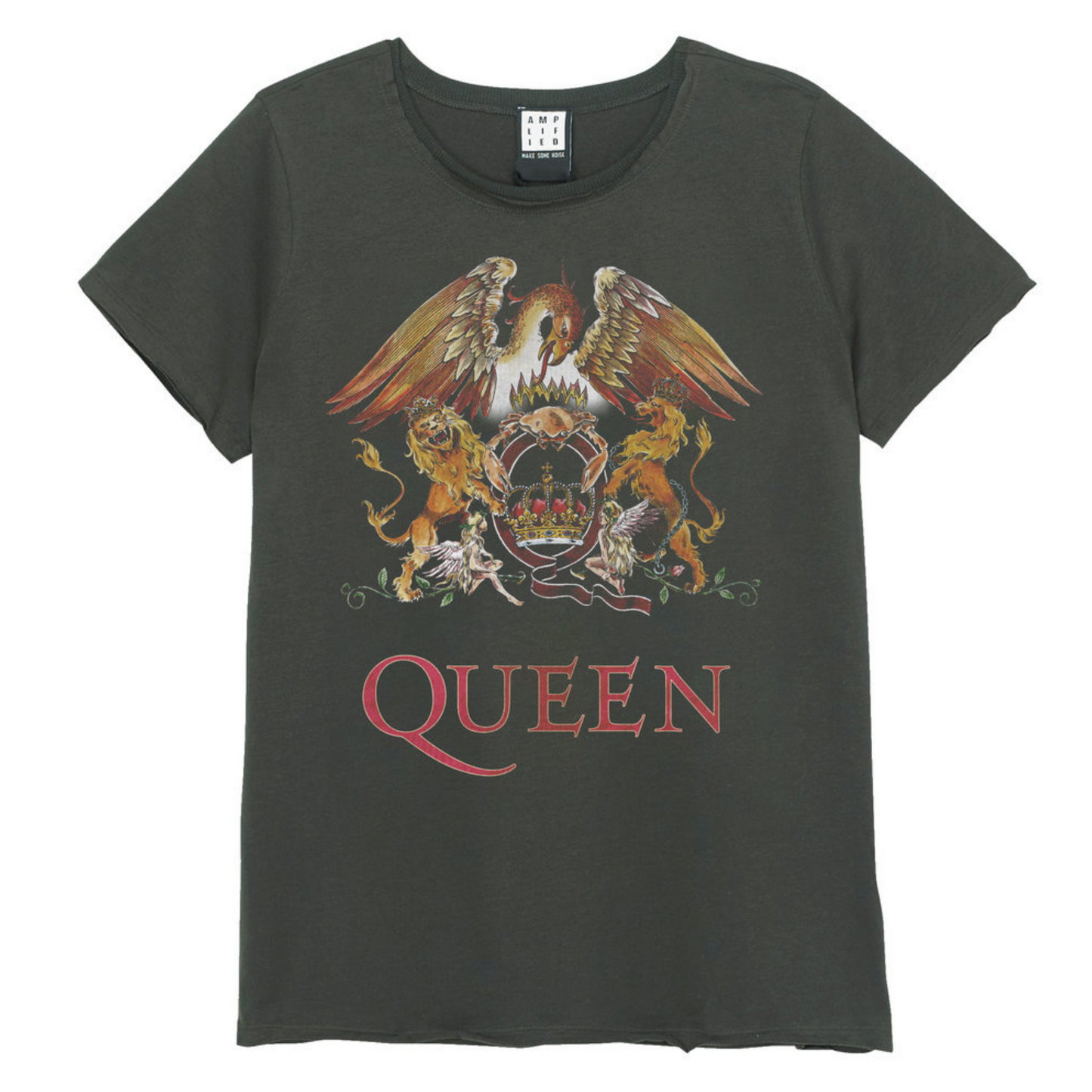 QUEEN - Colour Crest Amplified Vintage Charcoal T-shirt (XL)