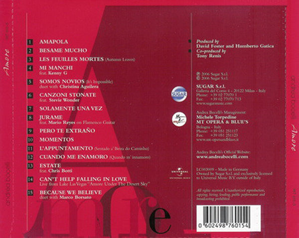 Andrea Bocelli - Amore - LP