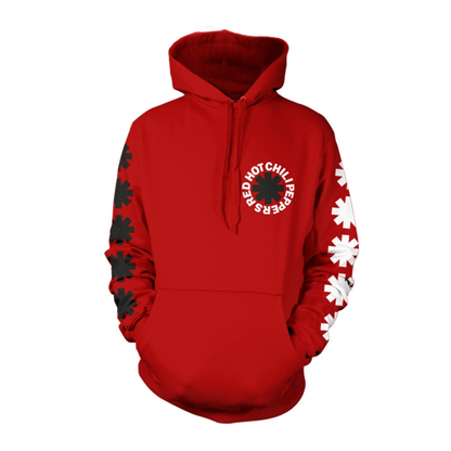 Red Hot Chili Peppers (Classic Black & White Logo) Red Hoodie Sweatshirt