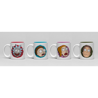 GBeye Rick and Morty Morty, Rick, Summer and Jerry Design Adult Swim Licensed White 150 ml 4x Ceramic Espresso Mug Gift Set