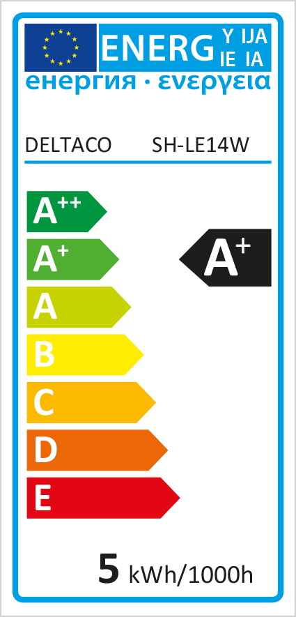 Deltaco Smart Home LED SH-LE14W , E14, 5W, Wi-Fi 2.GHz White CCT Smart Bulb