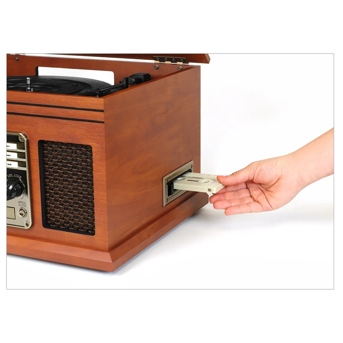 Victrola  VTA-200B 6-in-1 Nostalgic Classic Wood Bluetooth Record Player with 3-Speed Turntable, CD, Cassette Player and Radio Music Centre