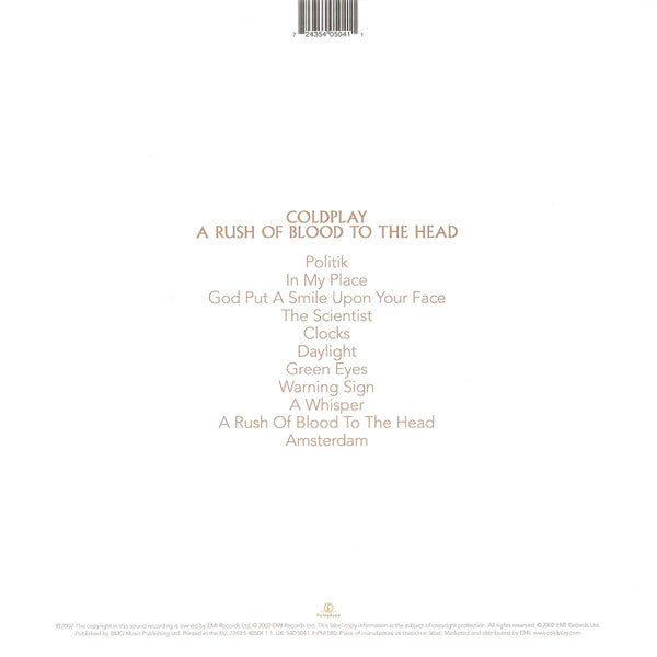 Coldplay -  A Rush Of Blood To The Head - LP